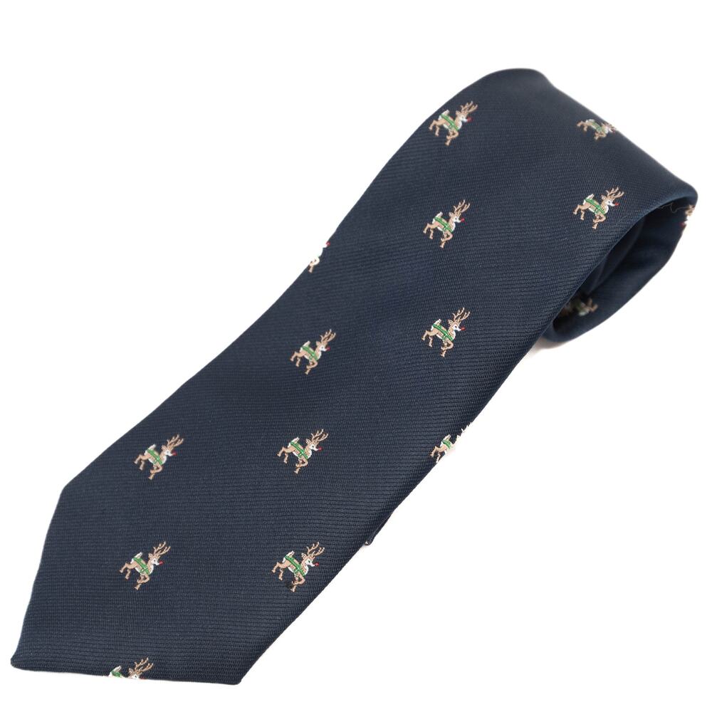 Cape Cod Blue Christmas Reindeer Necktie